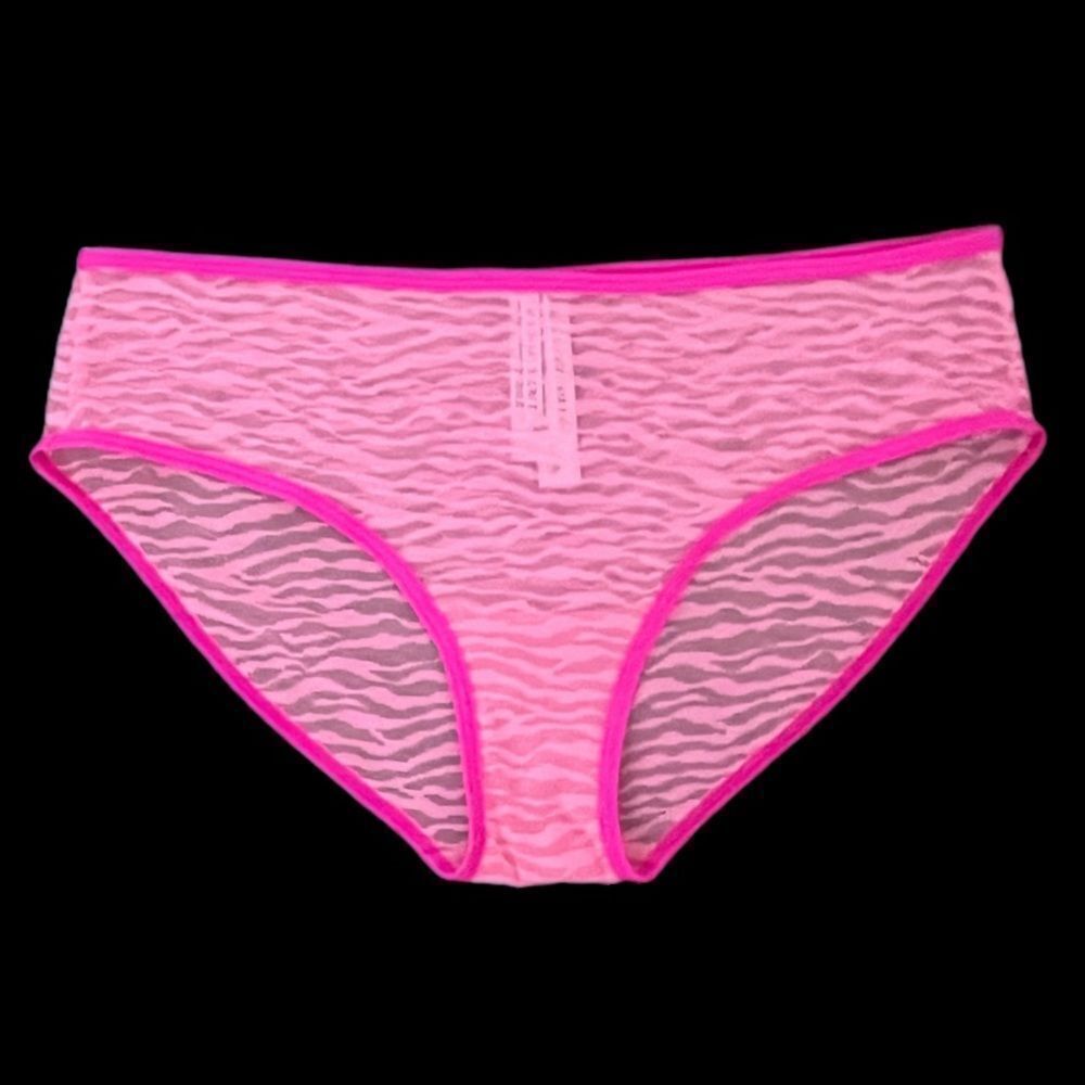 Victorias Secret low rise sexy sheer animal print Lace Hiphugger panty pink M